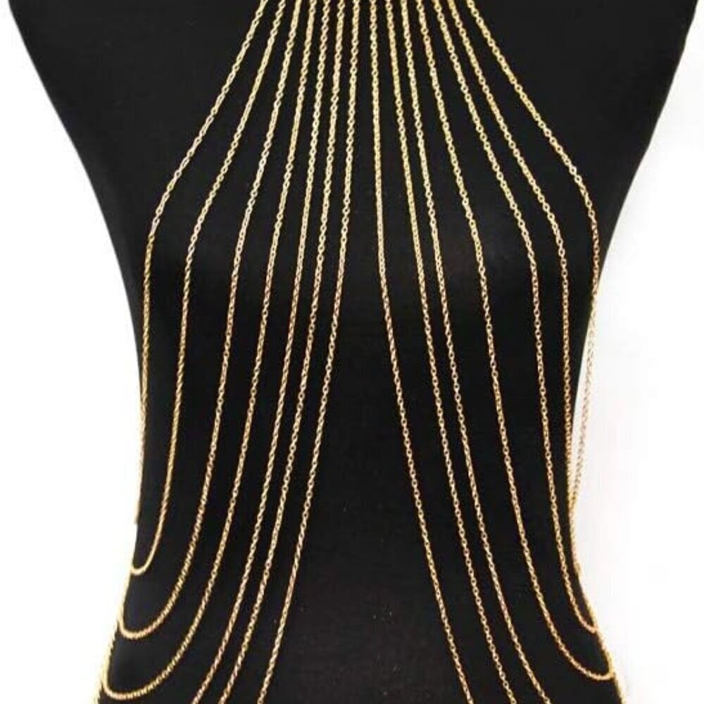 Boho Gold Tassel Body Chain - Adjustable Waist Harness for Festivals & Parties